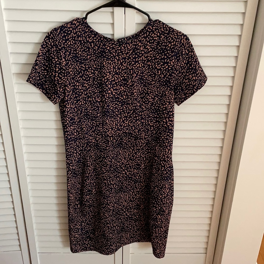 Blue & pink leopard print mini dress